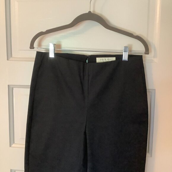rag & bone women's tailored pants 10 black back zipper slim ankle cotton - Picture 3 of 10